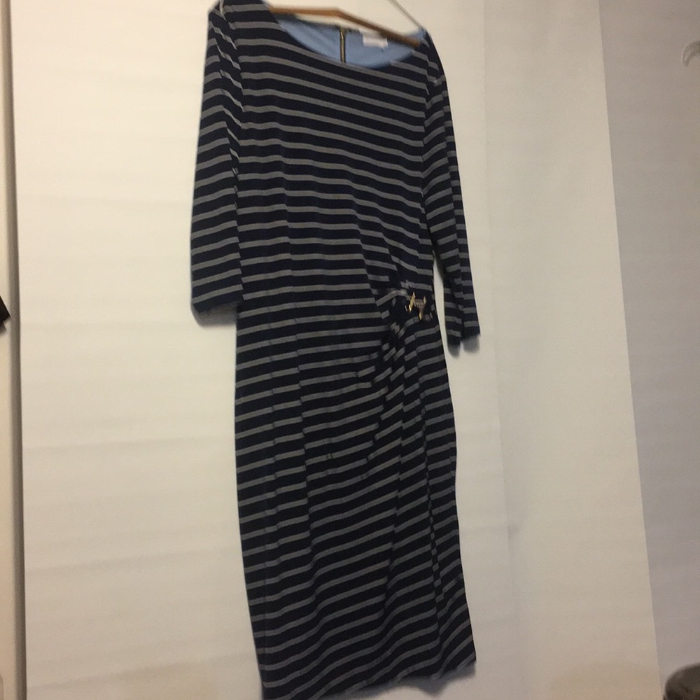 Dress - Navy with white stripes